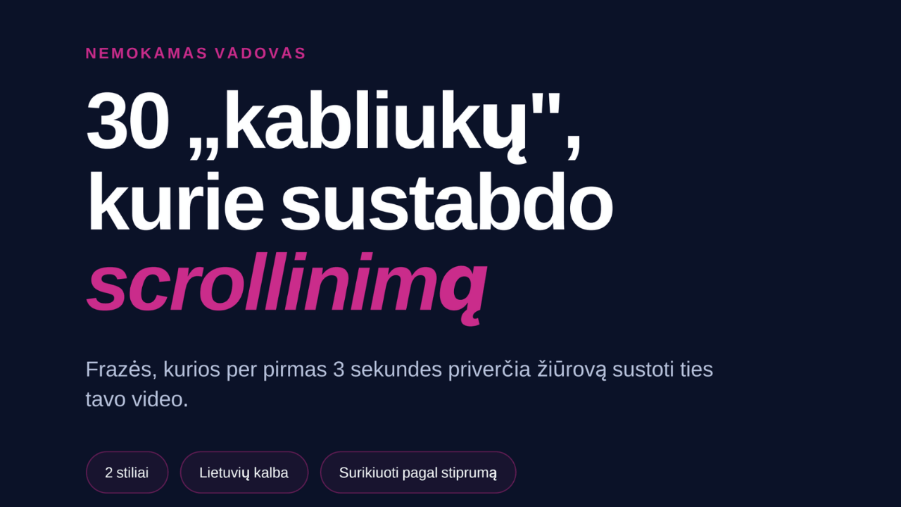 30 paruoštų Reels kabliukų sąrašas iš Reels Starto rinkinio